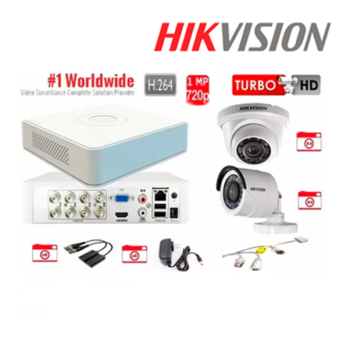 KIT DE VIDEO VIGILANCIA HIKVISION TURBO HD 8 CAMARAS 720P + ACCESORIOS