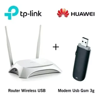 ROUTER WIRELESS N 4G TP-LINK TL-MR3420 DOS ANTENAS + MODEM USB HUAWEI E173 GSM 3G CON RANURA MICRO SD