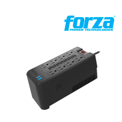 REGULADOR DE VOLTAJE FORZA FVR-1221USB DE 1200VA 600W 8 TOMAS CON 2 USB 3.0 120V