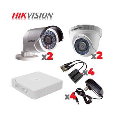 KIT 4 CAMARAS DE VIGILANCIA HD 1MP 720P HIKVISION, DVR 4CH