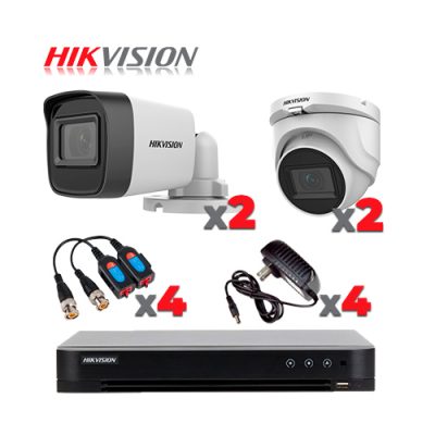 KIT 4 CAMARAS DE VIGILANCIA 5MP HIKVISION, DVR 8CH  (METAL)