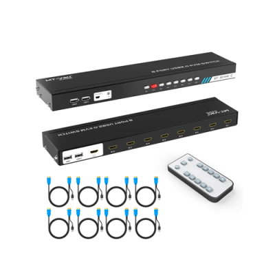 SWITCH KVM VIKI MT-801HK-C DE 8 PUERTOS HDMI 4K, CONTROL REMOTO IR +8 SET CABLES