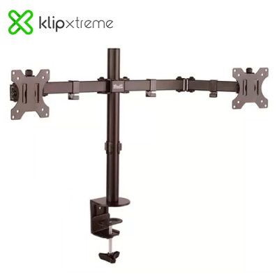 SOPORTE DE DOBLE MONITOR KLIP XTREME KPM-310 13″ – 32″ INCL. -45º +45º GIRT. +-90º NEGRO