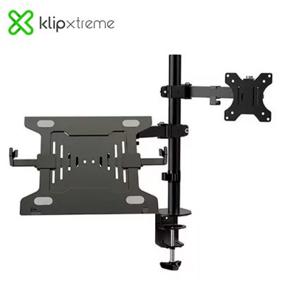 SOPORTE DE DOBLE MONITOR PARA ESCRITORIO KLIP XTREME KMM-301 13″ – 32″ INCL. -45º +45º GIRT. +-90º NEGRO