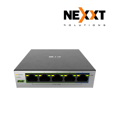 SWITCH NEXXT VERTEX NSW-V501P DE 5 PUERTOS GIGABIT 10/100/1000 CON 4 PUERTOS PoE+ 65W