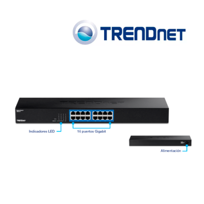 SWITCH TRENDNET TEG-S17 DE 16 PUERTOS GIGABIT 10/100/1000 RACKEABLE