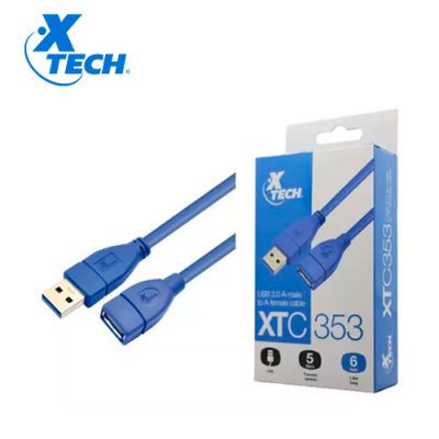 CABLE DE DATOS XTECH XTC-353 EXTENSION USB 3.0 TIPO AA MACHO HEMBRA 1.8mts