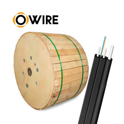 FIBRA OPTICA DROP OWIRE SM 2 HILOS PLANA F8 G.657A2 CON MENSAJERO FRP 2km.