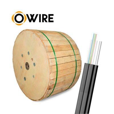 FIBRA OPTICA DROP OWIRE SM 4 HILOS PLANA F8 G.657A2 CON MENSAJERO FRP 2km.