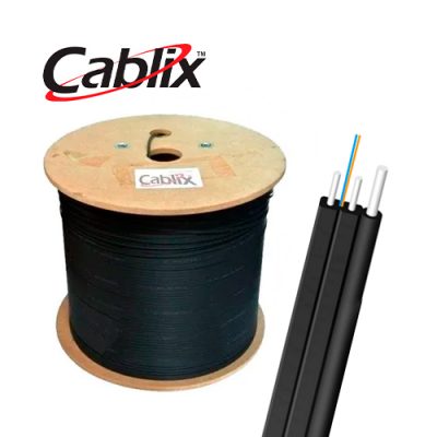 FIBRA OPTICA DROP SM CABLIX 2 HILOS PLANA G.657A2 CON CABLE MENSAJERO 100 METROS