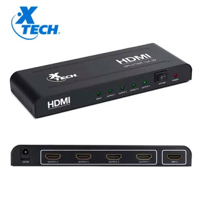 SPLITTER DE VIDEO HDMI XTECH XHA-410 DE 1 ENTRADA A 4 SALIDAS METALICO