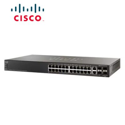 SWITCH CISCO SMB SF500-24-K9-NA ADMINISTRABLE L3 DE 24 PUERTOS 10/100 MBPS + 2 PUERTOS GIGABIT + 2 PUERTOS 1G/5G COMBINADOS SFP RACKEABLE