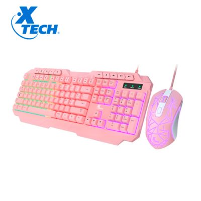 TECLADO + MOUSE XTECH XTK-540S MIRANA GAMER USB ESPAÑOL ROSADO