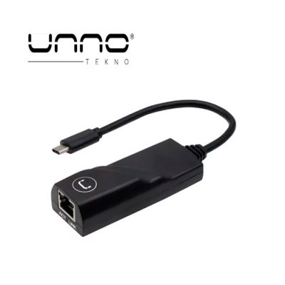 ADAPTADOR DE RED UNNO UE-200 USB-C A LAN RJ45 GIGABIT PARA PC/LAPTOP