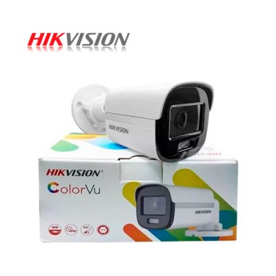 CAMARA DE VIGILANCIA TURBO HD BALA HIKVISION DS-2CE10DF0T-PFS 2MP 1080P 2.8mm IP67 DIA Y NOCHE CON AUDIO COXIAL COLORVU (plástico)