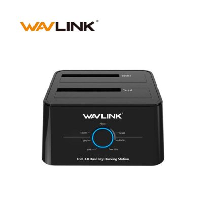 DOCKING STATION WAVLINK WL-ST334U USB 3.0 A SATA III DOBLE BAHIA 2.5/3.5″ DUPLICADO O CLONACION DE DISCOS