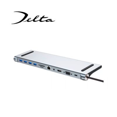 HUB DELTA BYL-2003 11 EN 1 USB-C +4xUSB +SD +TF + LAN +AUDIO +HDMI +VGA +USB-C