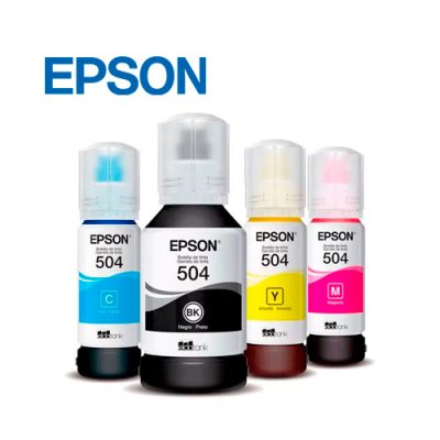 KIT DE 4 TINTAS ORIGINALES EPSON 504 PARA SISTEMAS TINTA CONTINUOS ORIGINALES