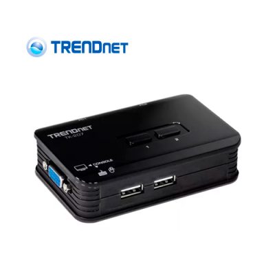 SWITCH KVM DE 2 PUERTOS USB TRENDNET TK-207K CON DOS SET DE CABLES