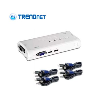 SWITCH KVM DE 4 PUERTOS USB TRENDNET TK-407K CON CUATRO SET DE CABLES