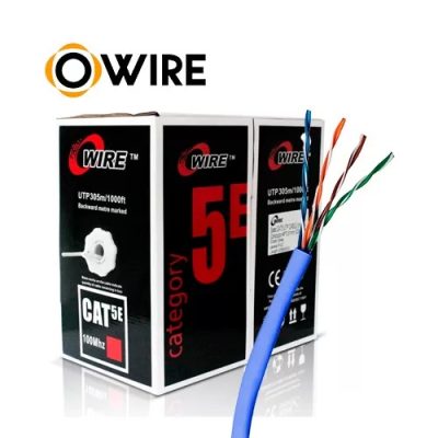 ROLLO DE CABLE UTP OWIRE CAT5E AZUL CCA 24AWG INTERIOR 305mts.