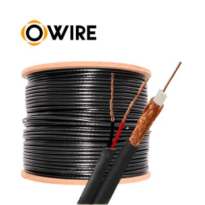 ROLLO DE CABLE COAXIAL OWIRE RG59 75 OHM + PODER CCTV NEGRO CCA 305mts.