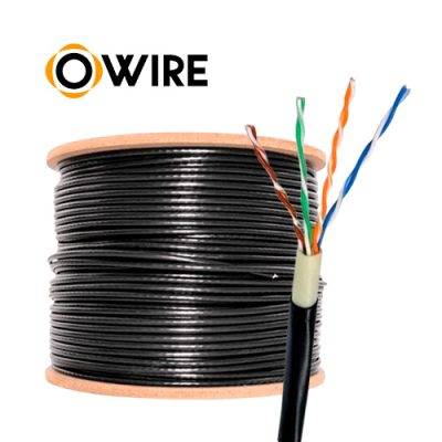 ROLLO DE CABLE UTP OWIRE CAT6 NEGRO CCA 23AWG OUTDOOR DOBLE CHAQUETA 305mts.