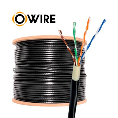 ROLLO DE CABLE UTP OWIRE CAT5E NEGRO CCA 24AWG OUTDOOR DOBLE CHAQUETA 305mts.