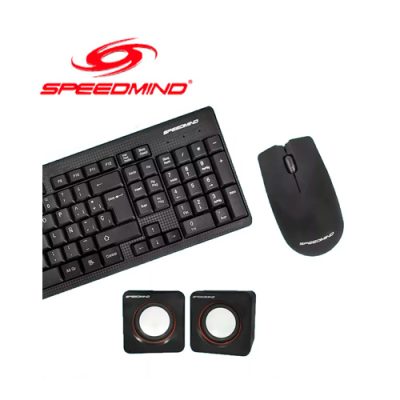 COMBO TECLADO + MOUSE + PARLANTES USB SPEEDMIND SMK3N102 COLOR NEGRO