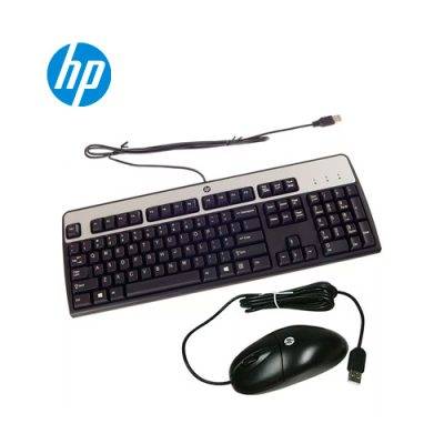 COMBO TECLADO + MOUSE USB HP 631341-B21 COLOR NEGRO Y PLATA