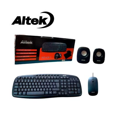 TECLADO + MOUSE + PARLANTES + PAD MOUSE KIT ALTEK USB