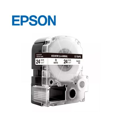 CINTA PARA ETIQUETADORA EPSON LC-6WBN NEGRO SOBRE BLANCO DE 24mm 8mts