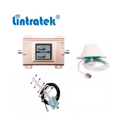 KIT AMPLIFICADOR SEÑAL CELULAR LINTRATEK LC17L-CA DUAL BAND 850/2100MHz 3G/4G 65dB + ANTENA OUT. 10dBI 12m + ANTENA IND. DOMO 5dBi 5m