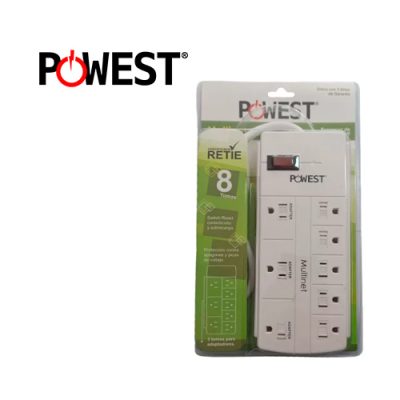 REGLETA SUPRESOR DE PICO POWEST MULTINET FL-TP8S 60HZ 15A 8 TOMAS NEMA 120v