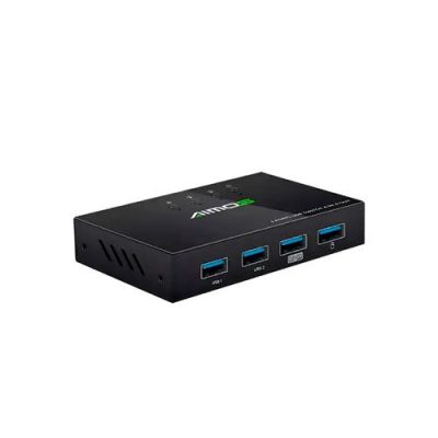 SWITCH USB AIMOS AM-404K DE 4 PUERTOS ENTRADA USB, 4 PUERTOS SALIDA USB + 4 SET CABLES