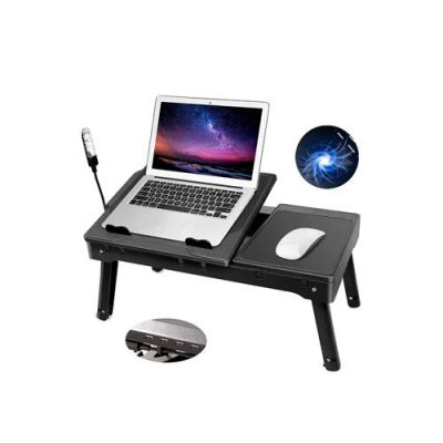 MESA PLEGABLE CON BASE ENFRIADORA GPCT653 PARA LAPTOP USB INCLINABLE CON 1 VENT, HUB USB, LAMPARA LED