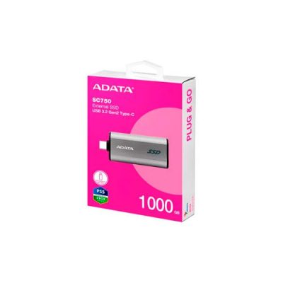 DISCO DURO SSD ADATA SC750-1000G-CCBK EXTERNO USB-C DE 1TB NEGRO