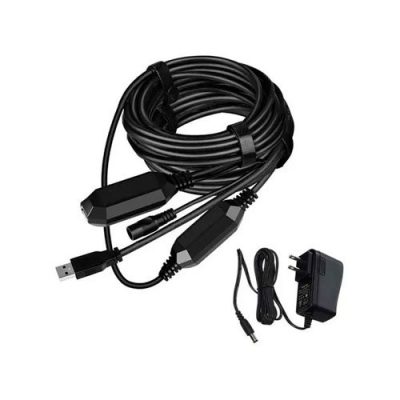 CABLE EXTENSION ACTIVA DELTA USB 3.0 TIPO AA MACHO HEMBRA 15mts + ADAPTADOR 5V 2A.