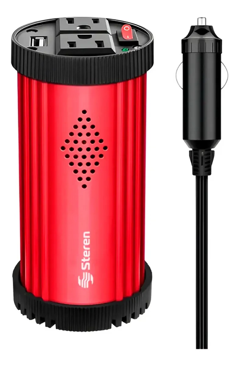 INVERSOR DE VOLTAJE STEREN INV-125 DE AUTO 150W 2 TOMAS 1 USB 12V