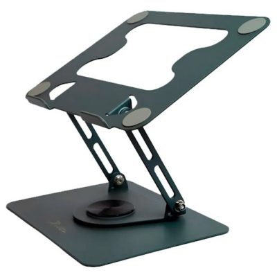 SOPORTE DE LAPTOP INCLINABLE CON BASE DE ESCRITORIO DE ALUMINIO GIRATORIO 360° GRIS