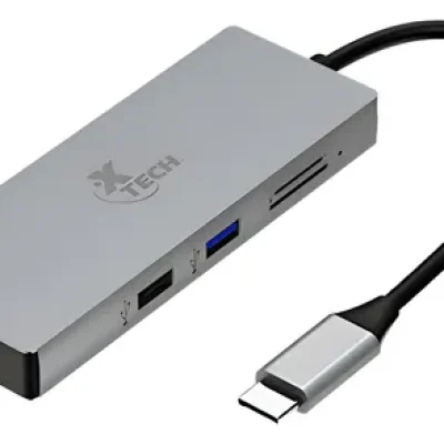 ADAPTADOR HUB XTECH XTC-564 5 EN 1 USB-C A USB 3.0, USB 2.0,  HDMI 4K, SD, MICRO-SD