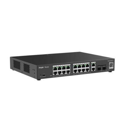 CLOUD SWITCH RUIJIE REYEE RG-ES220GS-LP ADMINISTRABLE L2 DE 16 PUERTOS GIGABIT POE+ 130W + 2 PUERTOS GIGABIT O SFP RACKEABLE