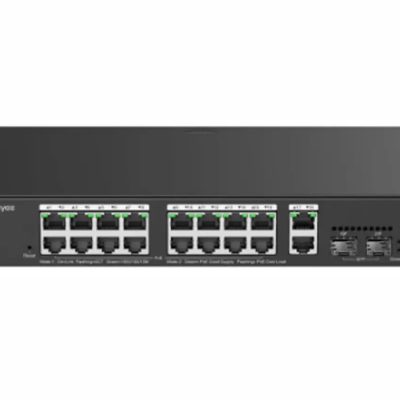 CLOUD SWITCH RUIJIE REYEE RG-ES220GS-P ADMINISTRABLE L2 DE 20 PUERTOS GIGABIT CON 16 PUERTOS PoE+ 250W + 2 PUERTOS SFP RACK