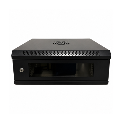 GABINETE RACK CERRADO STORM ML6404S COMPACTO DE PARED 4UR PUERTA VIDRIO, BANDEJA 15cm (53x40x20cm)